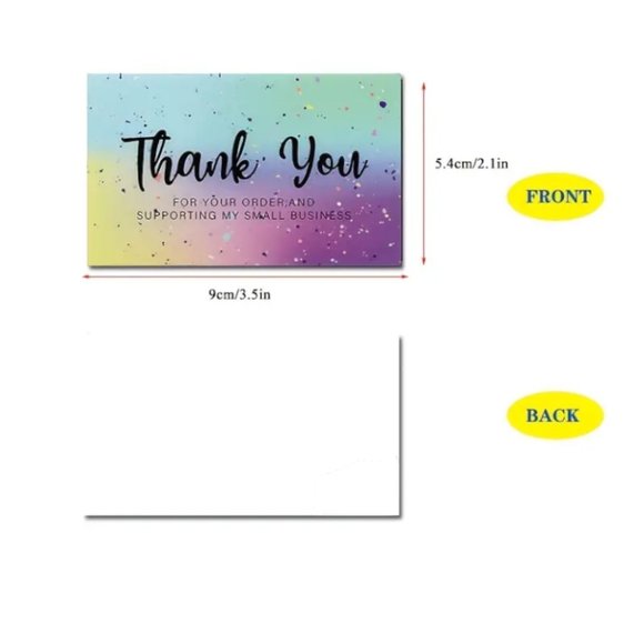 100pcs Colorful Confetti Thank You Cards - Picture 3 of 4